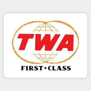 Vintage Metallic style TWA logo First Class Sticker